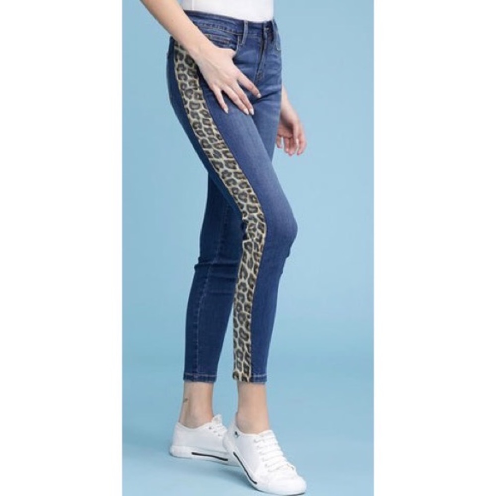 Judy Blue Leopard Side Stripe Skinny Fit Jeans Women’s Size 5/27
